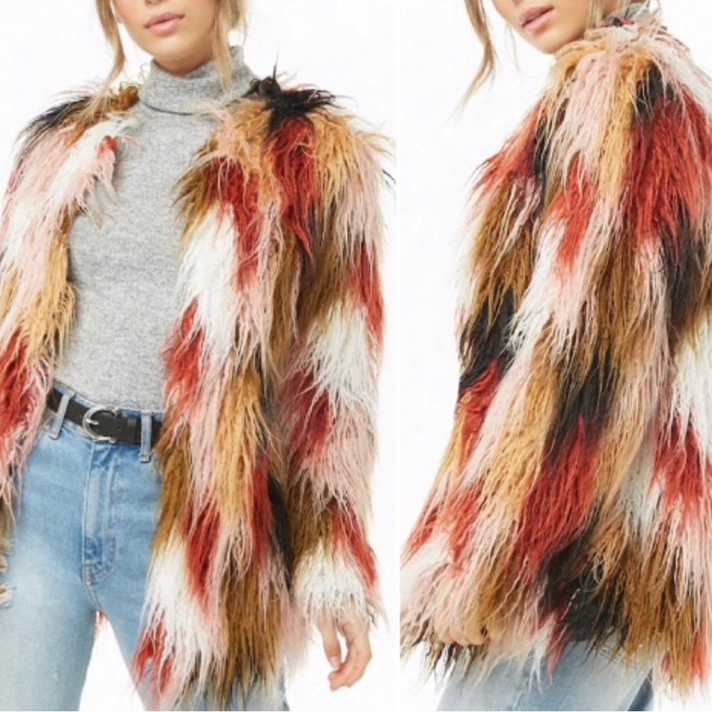 Forever 21 Multicolored Shag Coat
